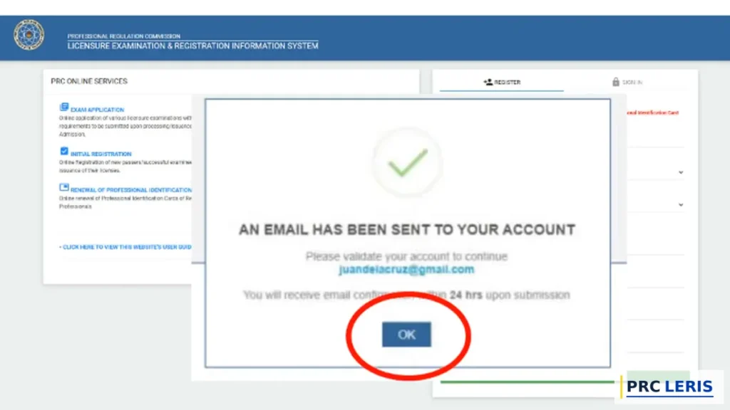 LERIS PRC Online Registration: Create Your Account 2026 4 leris registration step 3