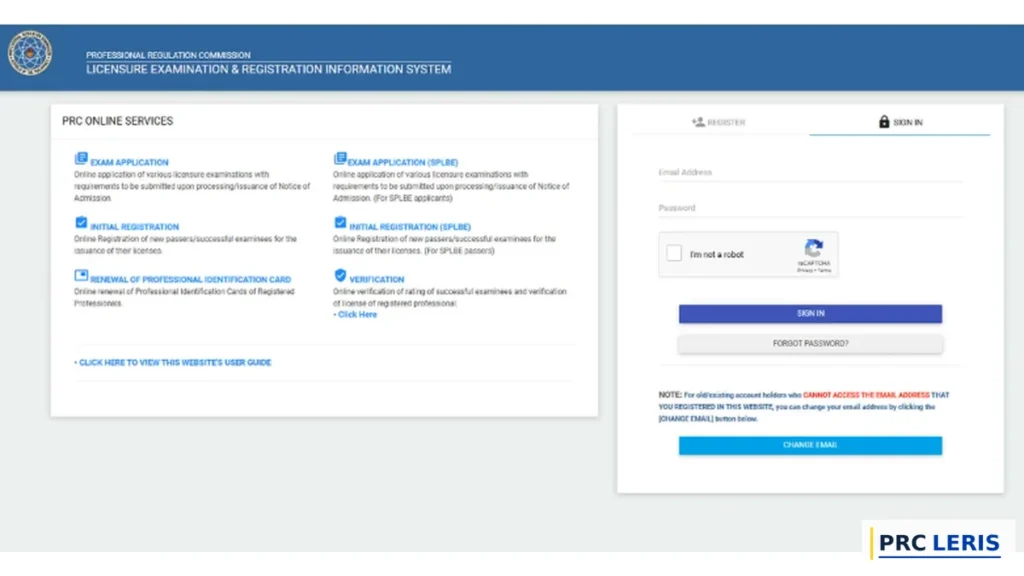 LERIS PRC Online Registration: Create Your Account 2026 5 leris registration step 4
