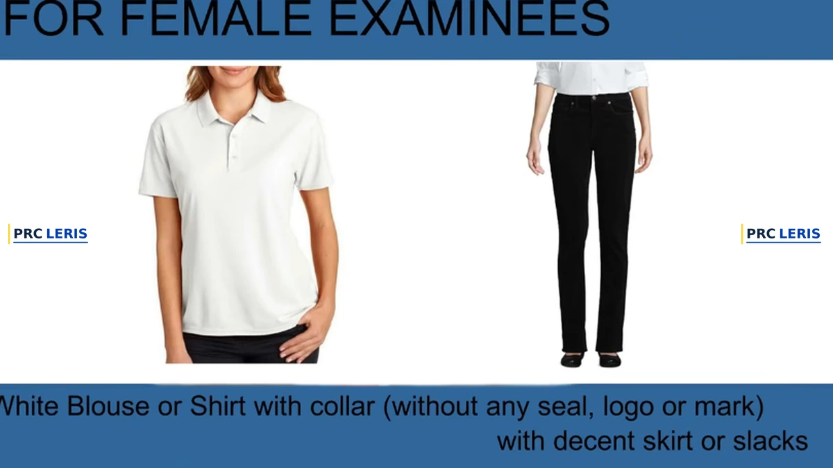 PRC dress code female white blouse with collar and decent slacks for board exam